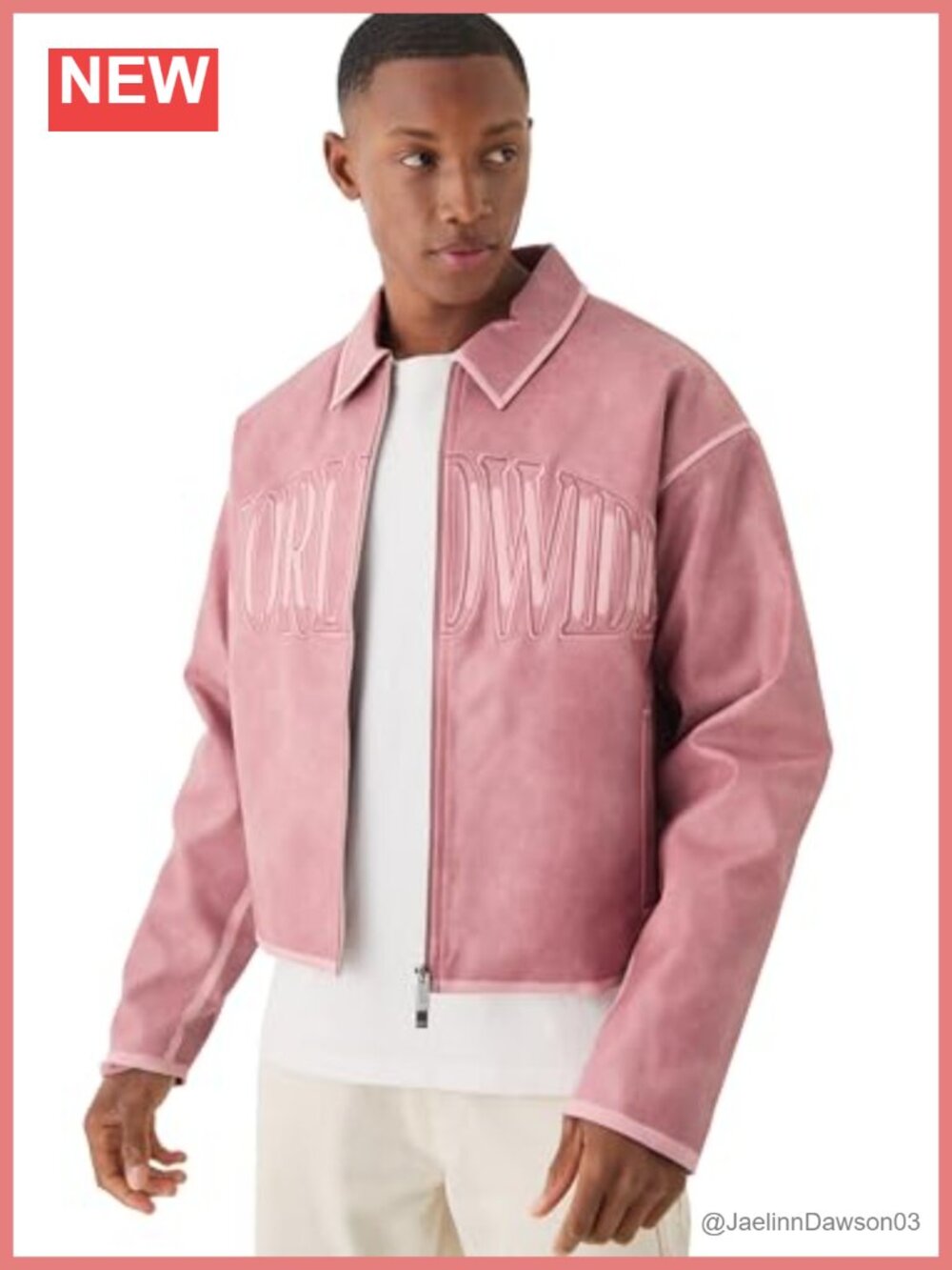 Boxy Tumble PU Applique Harrington Jacket Full Zip Faux Leather